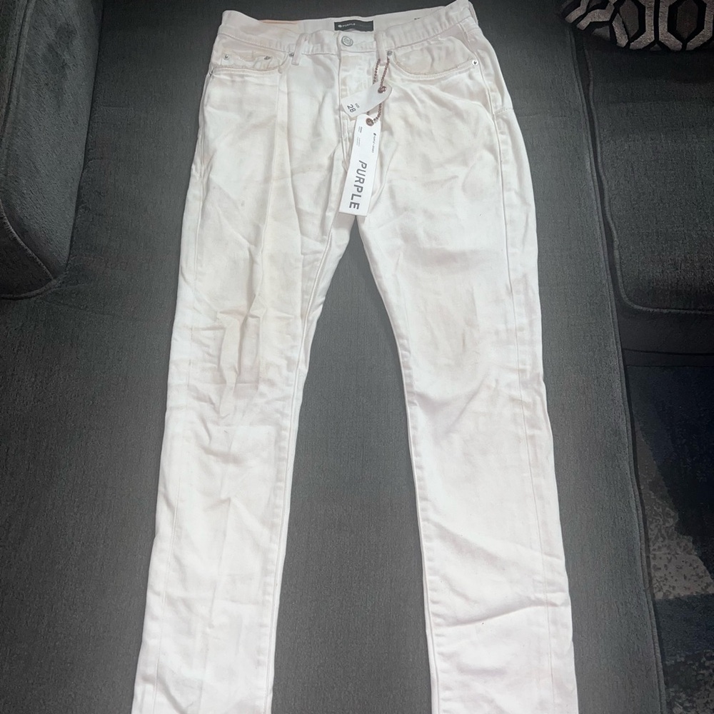 Optic White Purple Jeans